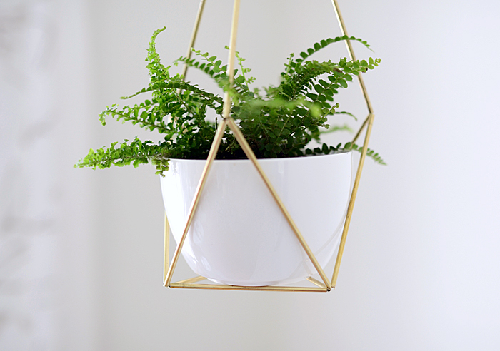 diy brass geometric hanging planter