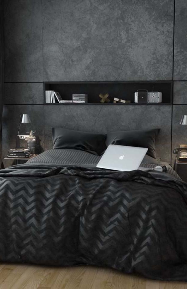 This slate-looking wall adds a beautiful texture to the room.