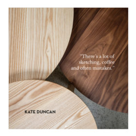 3 tables with quote from Kate Duncan