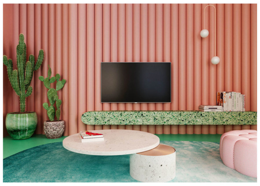 room inspiration with Pantone living coral colour