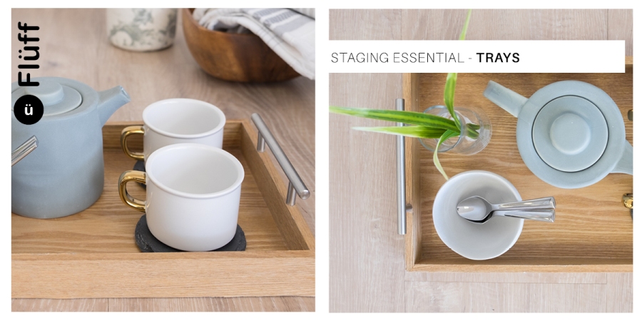 wooden tray with tea accessories